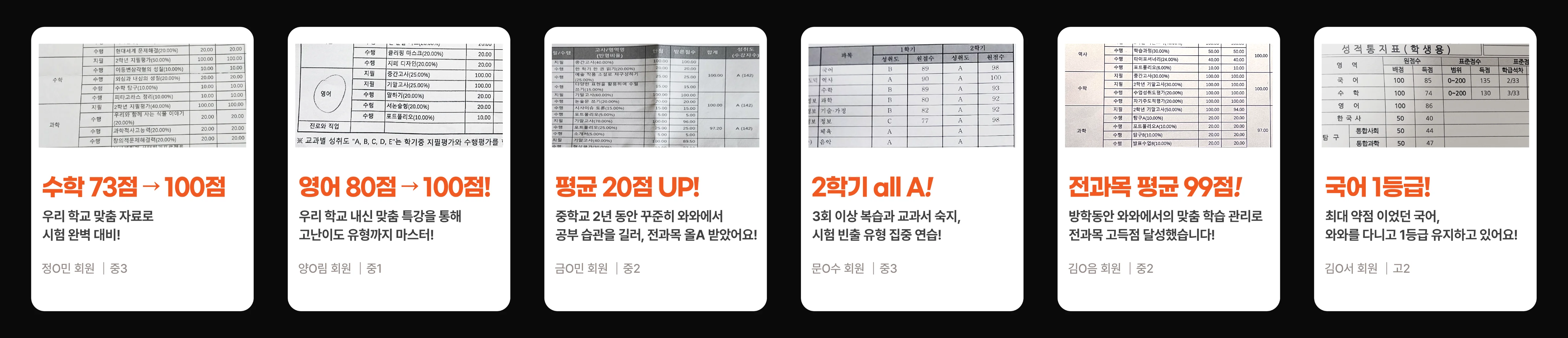 덕풍 수학영어학원 성적 향상 사례
